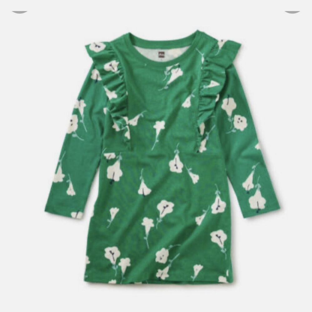 Tea Collection green ruffle dress sz 8
